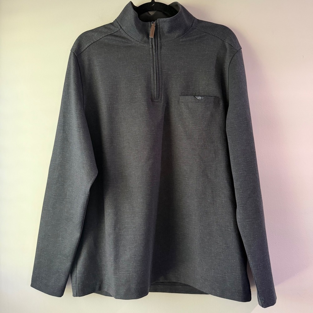Nicoby Quarter Zip Pullover‎ Mens Large Charcoal Grey Excellent Textured Stretch
